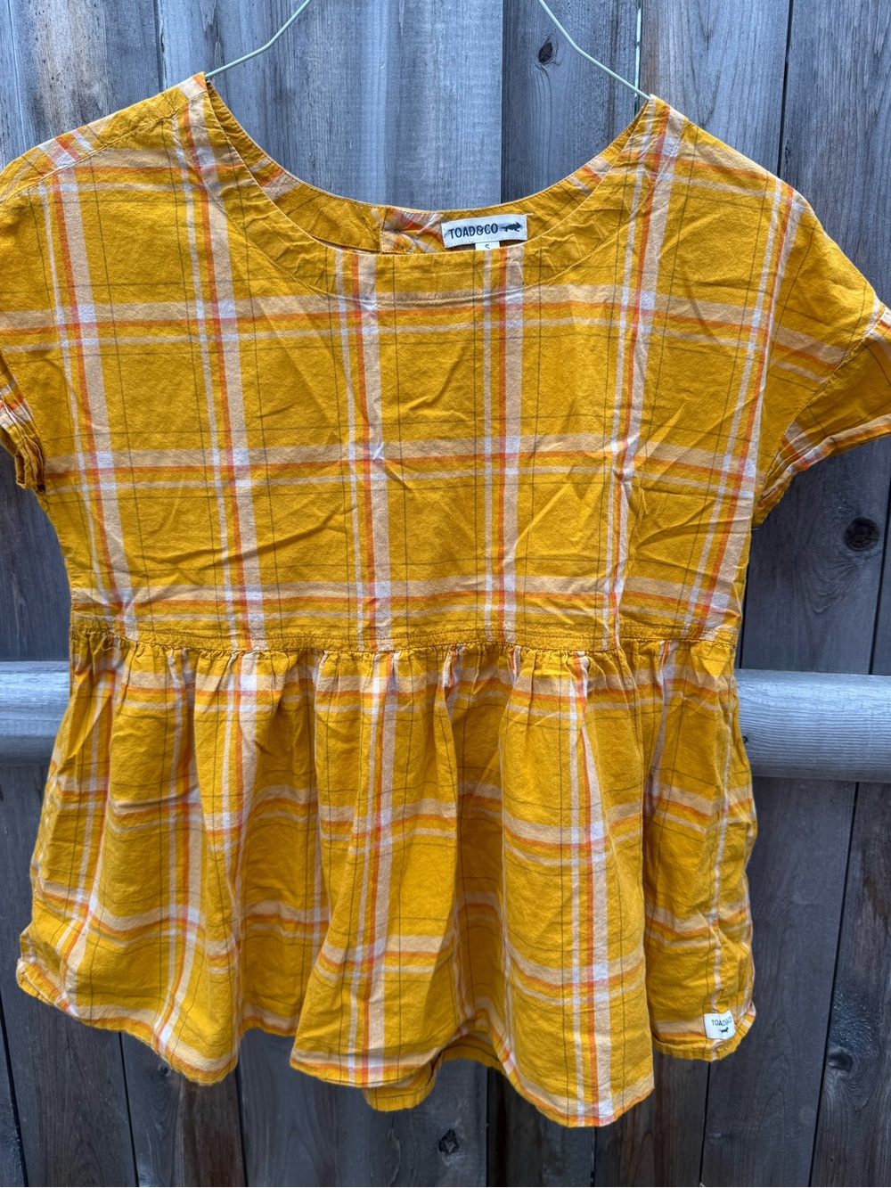 Toad&Co Yellow Plaid Peplum Blouse